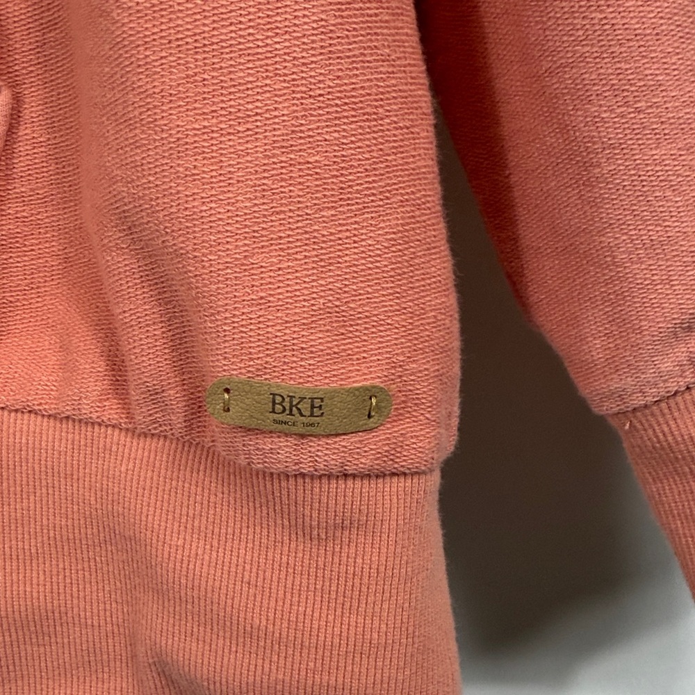 BKE Pieced Tonal Hooded Oversized Sweatshirt Dusty Coral. Womens size XL Pocket - Picture 3 of 7